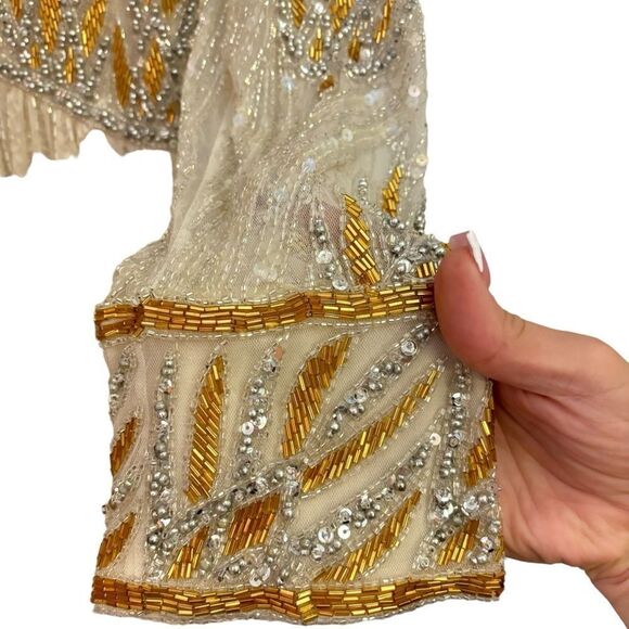 Bob Mackie & Lillie Rubin Vintage Heavily Beaded Sequin Glamorous Silk Gown 10 - Picture 10 of 15